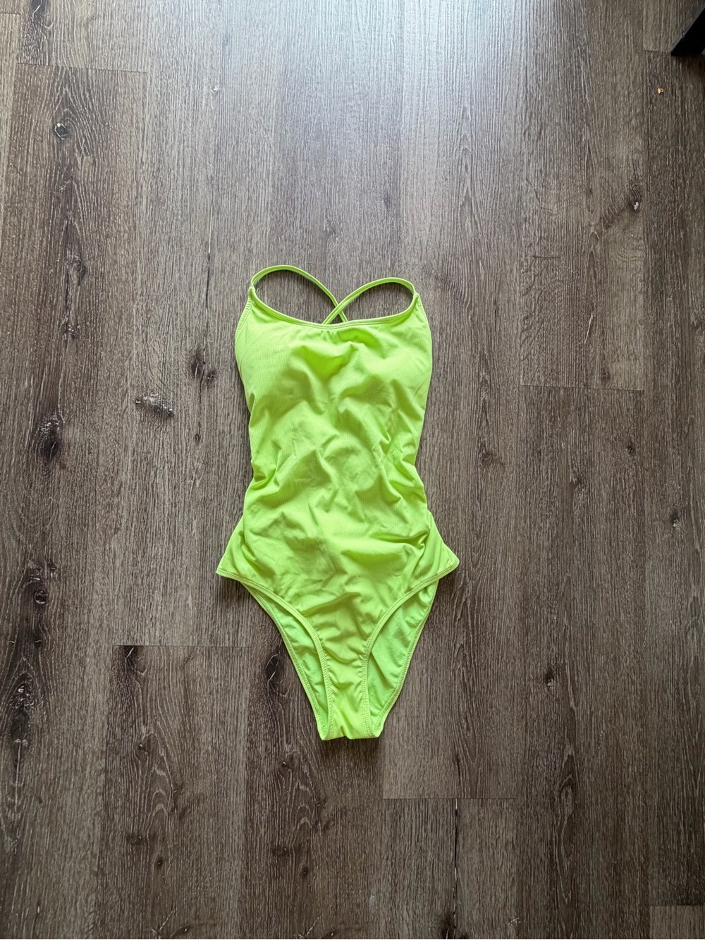 Neon Lime Women's One-Piece Swimwear with Crisscross Back